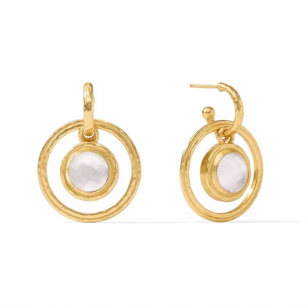 NEW JULIE VOS astor 6-in-1 charm earring in iridescent clear crystal